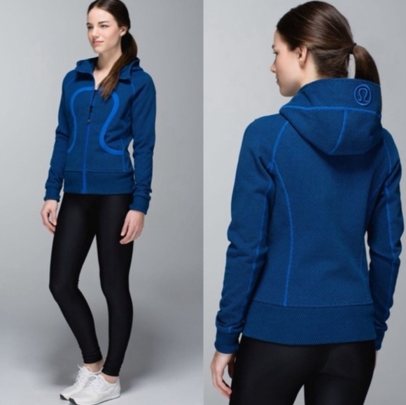 lululemon athletica Jackets & Blazers - Lululemon Scuba Hoodie Stretch Lined Double Diamond Baroque Blue 2
